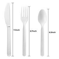 Kit de 450 pièces de couverts jetables résistants à la chaleur en PLA blanc compostable, couteau, fourchette, cuillère, service de restauration rapide à emporter, emballage vert