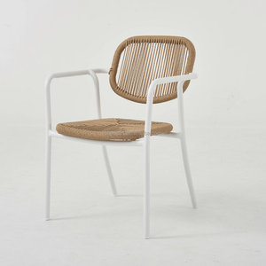 Sedia da Giardino Bistro Economica - Sedia Impilabile in Rattan Intrecciato Colore Naturale per Ristoranti e Bistrot - Product Image 1