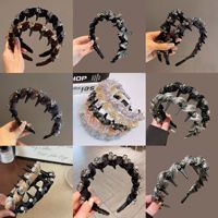 Serre-tête élégant en maille orné de strass, accessoire capillaire floral en cristal pour femme