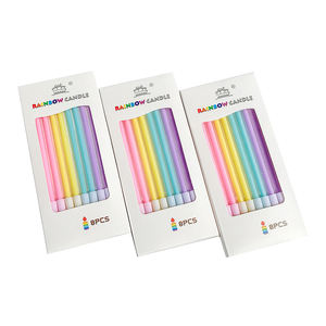 เทียนวันเกิดสีพาสเทลขายส่ง MOQ ต่ำ เทียนยาวบางลายเกลียวในที่ใส่เทียนสำหรับตกแต่งเค้กงานวันเกิด - Product Image 5