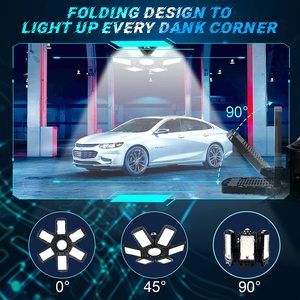 2 paquets <span class=keywords><strong>de</strong></span> plafonnier <span class=keywords><strong>LED</strong></span> <span class=keywords><strong>de</strong></span> <span class=keywords><strong>Garage</strong></span> 200W lampes d'atelier avec 6 panneaux réglables 6500K E26/E27 lampes <span class=keywords><strong>de</strong></span> <span class=keywords><strong>Garage</strong></span> pour atelier <span class=keywords><strong>de</strong></span> grange - Product Image 2