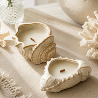 Porte-bougie en céramique décoratif de style côtier haut de gamme avec texture artisanale pour la décoration de table à la maison