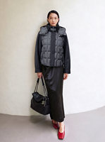 Veste bomber à capuche pour femme en tissu mélangé, manches raglan, matelassée, patchwork, long manteau d'hiver chaud avec boutons
