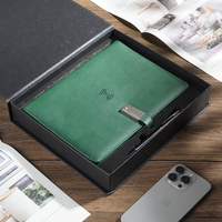 CARDSILK Carnet de notes personnalisé avec batterie externe et logo, format A5, journal intelligent à chargement sans fil pour cadeaux d'affaires 2025, avec câble USB et coffret cadeau