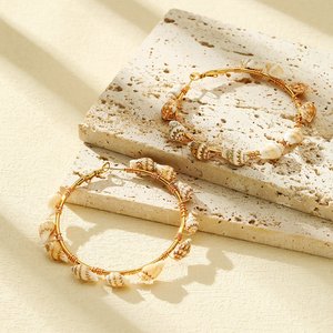Nouveau Boho Shell Boucles D'<span class=keywords><strong>oreilles</strong></span> La Fille De Fête A De <span class=keywords><strong>Grandes</strong></span> <span class=keywords><strong>Oreilles</strong></span> Boucles D'<span class=keywords><strong>oreilles</strong></span> Créoles Exagérées 18k Or En Acier Inoxydable Boucle D'oreille Pour Les Femmes Bijoux - Product Image 5