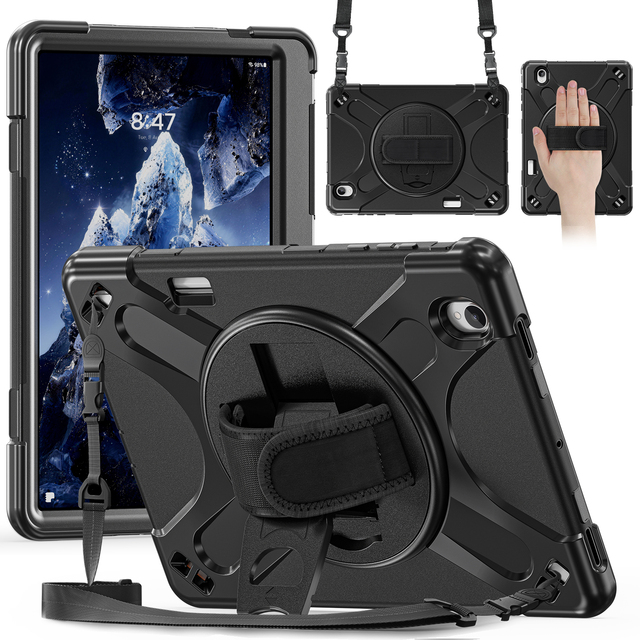 360 Rotate Kickstand Armored Shockproof Full Body Tablet Case for Samsung Tab S12 Plus X840 X846(2026)with Shoulder Strap