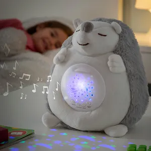 Squishy peluş yumuşak küçük Gadget çocuk spiky kirpi sevimli oyuncak uyku müzik ses ve projektör yatıştırmak ışık
