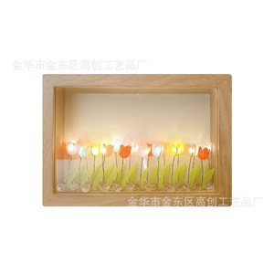 DIY Tulip Night Light Wooden Frame Mixed Colors Tap Control USB Powered Ambient Light For Gift Qixi Festival - Product Image 2