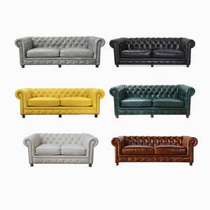 Sofá americano de lujo con botones capitoné, sofá naranja vintage de piel sintética, <span class=keywords><strong>muebles</strong></span> para discoteca - Product Image 4