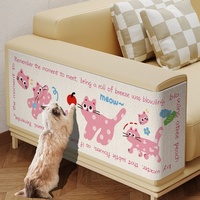 Poteau à gratter pour chat Motif de chat de dessin animé Matériau en feutre Design mural Résistant aux rayures Pas de copeaux