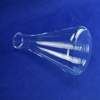 HaiChuan JGS2 Frasco de fondo de 3 cuellos de sílice fundida SiO2 de alta pureza transparente, 400 mesh (38m), para uso en laboratorio de semiconductores, tolerante a ácidos