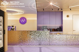 ออกแบบเคาน์เตอร์ร้านเบเกอรี่โค้งแบบปรับแต่งได้เต็มรูปแบบ พร้อมเฟอร์นิเจอร์โชว์สินค้าสำหรับร้านกาแฟและเบเกอรี่  ออกแบบตกแต่งภายในร้านเบเกอรี่ - Product Image 6