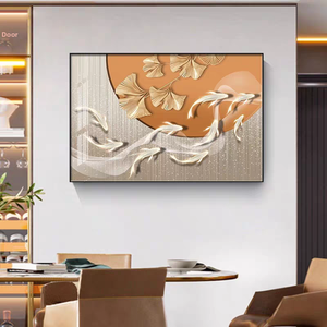 Cuadro moderno de pared de alta gama, minimalista, de porcelana de cristal, <span class=keywords><strong>para</strong></span> colgar en la pared del <span class=keywords><strong>comedor</strong></span> o sala de estar, con marco dorado de lujo. - Product Image 1