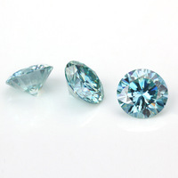 Pierres précieuses en vrac de moissanite de couleur bleue, taille brillant rond, type diamant, 3mm~6mm