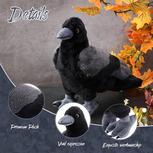 Peluche Corbeau Noir Créatif en Gros, Jouet en Coton Ultra Doux, Mignonne Poupée Corbeau pour Fête d'Halloween, Décoration Maison, Personnalisation OEM - Product Image 2