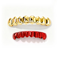 Ensemble de grillz bicolores à 8 dents, poli miroir, style Hip-Hop, en cuivre brillant, pour décoration dentaire, vente en gros
