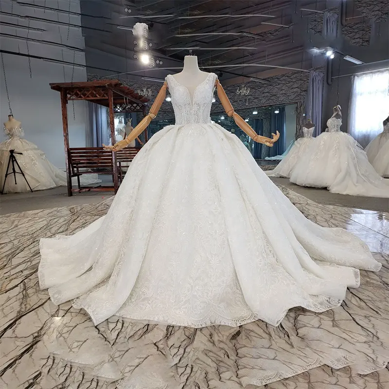 Jancember HTL2250 gerçekten zarif tasarımcı Pakistani beyaz işlemeli uzun düğün elbisesi