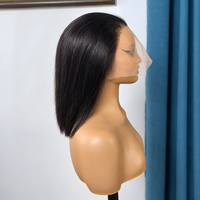 Wig Bob Lurus Alami dari Rambut Manusia, HD Lace Front Tanpa Lem, Pre Plucked, Hitam Natural, Wig Bob Pendek Siap Pakai untuk Wanita