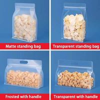 Sac en plastique personnalisé, pochette transparente debout, refermable, fond plat carré, sac à fermeture éclair avec poignée, sac pour noix, épices, fruits secs