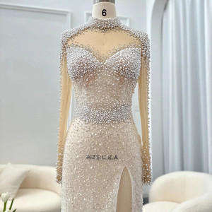 Lussuoso abito lungo formale con perle elegante abito da ballo - Product Image 5