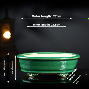 Commercio all'ingrosso Yixing vasi decorativi per piante colorato ovale lucido vetro Bonsai vaso per giardino <span class=keywords><strong>esterno</strong></span> elementi essenziali vasi di fiori <span class=keywords><strong>fioriere</strong></span> - Product Image 2