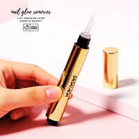 Stylo dissolvant pour colle à ongles pour ongles pressés et faux ongles, dissolvant adhésif sans acétone, accepte le logo personnalisé, argent, or