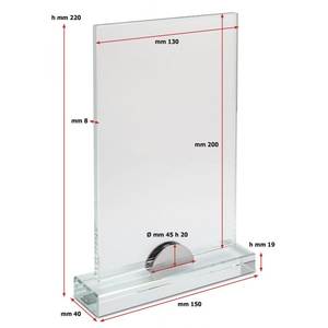 Étagère de présentation rectangulaire en verre avec base 200x130x8 - Product Image 3