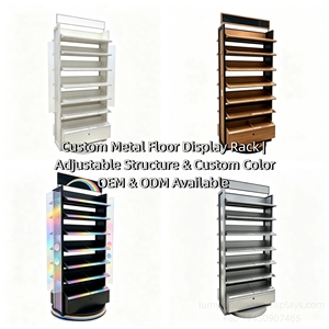 Metal Cosmetic <b>Display</b> Furniture <b>Rotatable</b> Freestanding Retail <b>Display</b> Rack With Storage Cabinet - Product Image 5