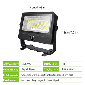 โคมไฟ LED พลังงานแสงอาทิตย์แบบพกพาชาร์จไฟได้โคมไฟ LED สำหรับกลางแจ้งฉุกเฉินชาร์จ USB ABS ร่างกายสำหรับทำงานและตั้งแคมป์ - Product Image 6