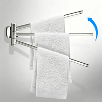 Moderno Ahorrador de Espacio 180 °   Toallero Giratorio de Acero Inoxidable para Montar en la Pared, Barra para Toallas de Baño