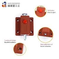 Loquet de sécurité à ressort en plastique ABS marron pour meubles, armoires, tiroirs, portes, avec bouton à ressort