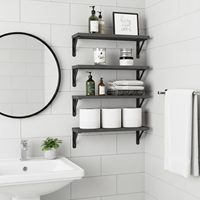 Rak Dinding Kayu Hitam 4pcs 16.5'' untuk Kamar Tidur, Kamar Mandi, Ruang Tamu, Dapur, Penyimpanan dan Dekorasi