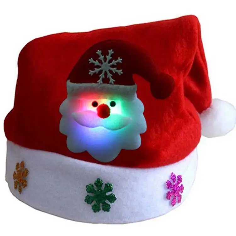 Factory High quality Cheap Christmas Santa Claus Hat LED Kids Mini Christmas Party Hats LED Christmas Hat With Light