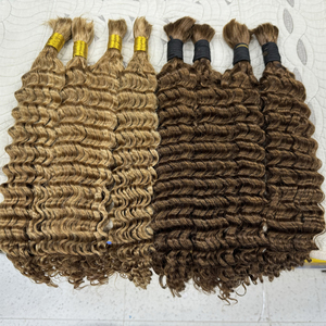 Tresses Boho en vrac de tressage de vague profonde naturelle vierge non traitée cheveux humains sans trame pour tresser des extensions de cheveux humains - Product Image 6