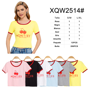 Comodo7 Camiseta de manga corta regular transpirable de algodón liso para mujer, estilo bonito, estampado personalizado, bordado con estampado Floral/Animal - Product Image 4