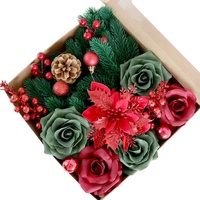 ESTICK Kunstmatige Rozen Kerstbanket Cadeaubox - Handgemaakte Kunststof Hars Schuim DIY Decoratie Ecologisch Amerikaanse Stijl Lichtgewicht