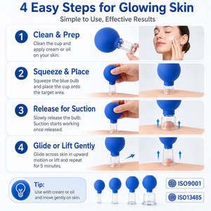Set di Coppettazione Facciale in Vetro Jinke, 4 Misure, Coppette Sottovuoto Gua Sha, Lifting Viso, Cura della Pelle, Terapia Cinese, Massaggio Riutilizzabile, Vendita all'Ingrosso - Product Image 3