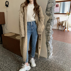 Nueva llegada de tendencia, cárdigans con botones de invierno, suéter para mujer, abrigo de punto largo grueso suelto, cárdigan Maxi de lana con frente abierto para mujer - Product Image 6