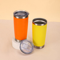 Mug de voyage isotherme à double paroi de 20 oz avec logo personnalisé, revêtement en poudre, gobelet de fête, gobelet en acier inoxydable pour gravure au laser