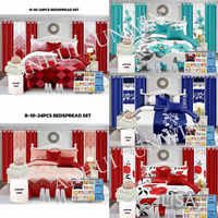 Rideau de douche à la mode américaine, ensemble de literie 24 pièces avec rideaux, ensembles de chambre à coucher souples, draps, ensemble de literie 24 pièces king size