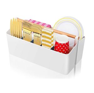 Organizador de utensilios portátil para encimera, organizador de cubiertos con divisores extraíbles, cesta para cubiertos y servilletas con asa para acampar - Product Image 1
