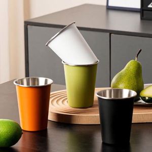 Outdoor Camping <b>Cup</b> Single Wall Stainless Steel Tumbler Beer <b>Cup</b> Portable Outer Anti-scald Water <b>Cup</b> with <b>Lid</b> <b>and</b> <b>Straw</b> - Product Image 3