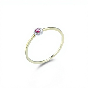 14K Solid Gold <b>Ruby</b> <b>Ring</b> Delicate Stackable Gemstone Band Round Claw Set <b>Ring</b> <b>for</b> <b>Women</b> Gift Wedding - Product Image 4
