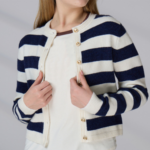 Custom Knitted Women's <b>Cardigan</b> Crew Neck Long Sleeves Knitted <b>Cardigan</b> <b>Sweater</b> for Autumn Winter - Product Image 3