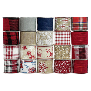 Customized 2.5 Inch Solid <strong>Burlap</strong> Wired <strong>Ribbons</strong> 100% Polyester Silver Glitter Red Foil Satin for Crafts Wreath Decoration - Product Image 3