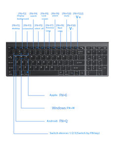 Ensemble clavier et souris sans fil multi-appareils, clavier et souris sans fil modèle double pour ordinateur portable PC tablette - Product Image 6