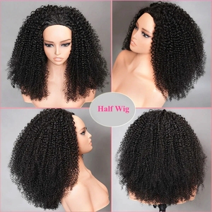 Parrucca Mezza Testa Riccio Crespo 220% Densità Capelli Remy Parrucche Ricce 100% Capelli Umani Senza Leave Out Migliorata Parrucca Mezza Testa Senza Colla con Clip per Donne - Product Image 2