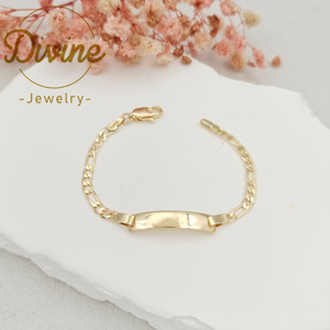 Bracciale con ciondolo per bambine 14K Oro Laminado Ninos Pulsera Joyeria 14cm con bracciale in zircone a catena Figaro <span class=keywords><strong>gioielli</strong></span> compleanno per bambini - Product Image 5