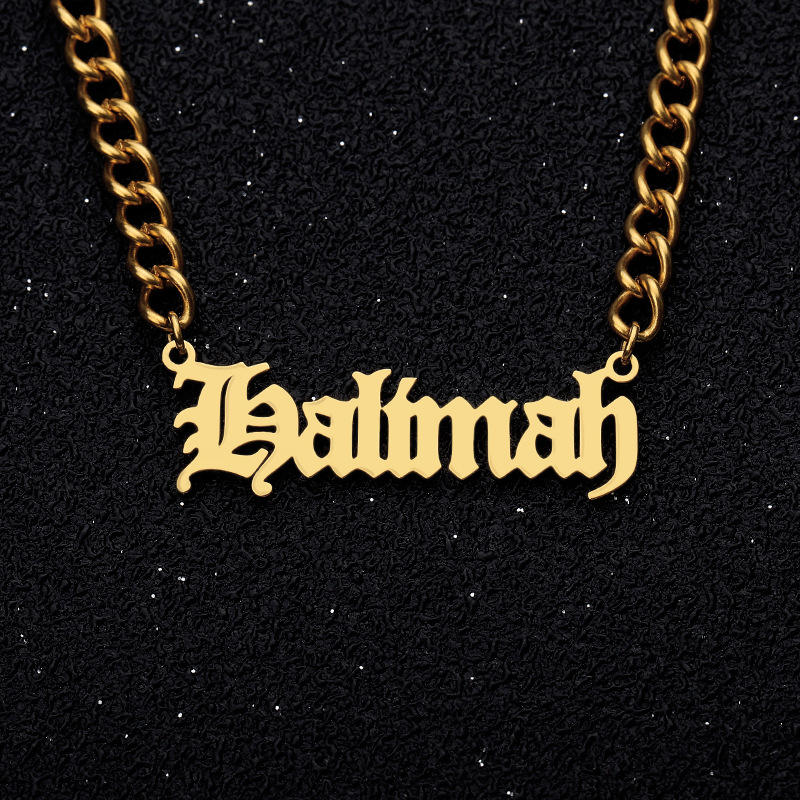 Lateefah OEM Stainless Steel Customized Name Necklace 18k Gold Plated Men  Custom Name Necklace