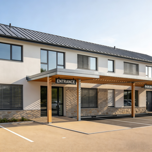 定制非洲风格两层楼房屋建筑设计现代风格三卧室平面图，带附建车库 - Product Image 1